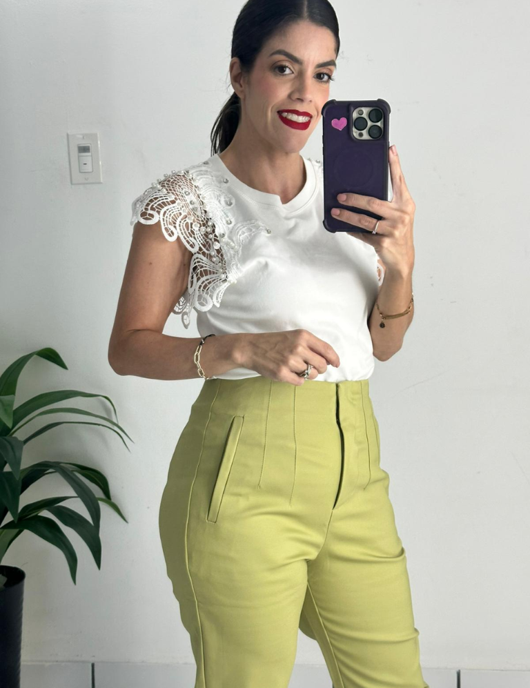 Zara Style High waist Pant lime
