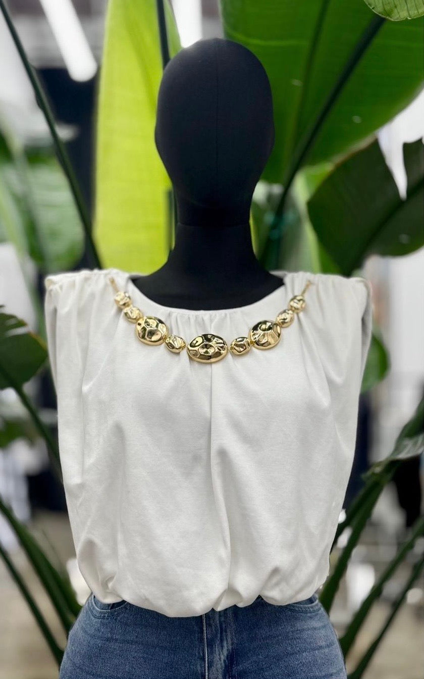 White top w/ gold detail