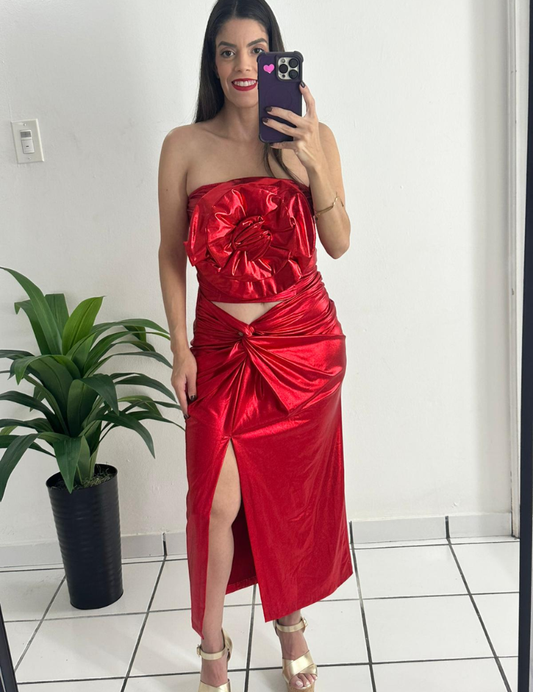 Metallic Red Skirt