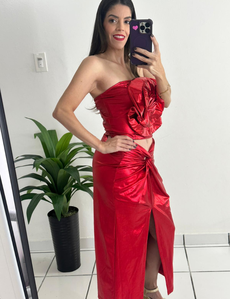 Metallic Red Skirt