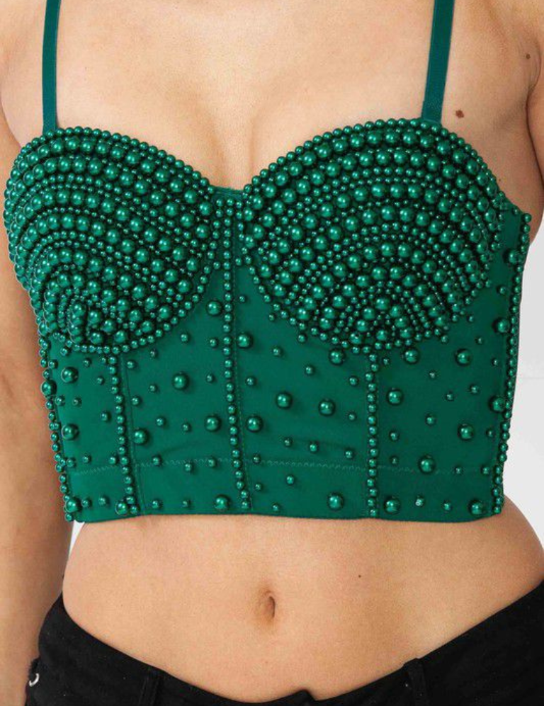 All Over Pear Bustier Top - Hunter Green