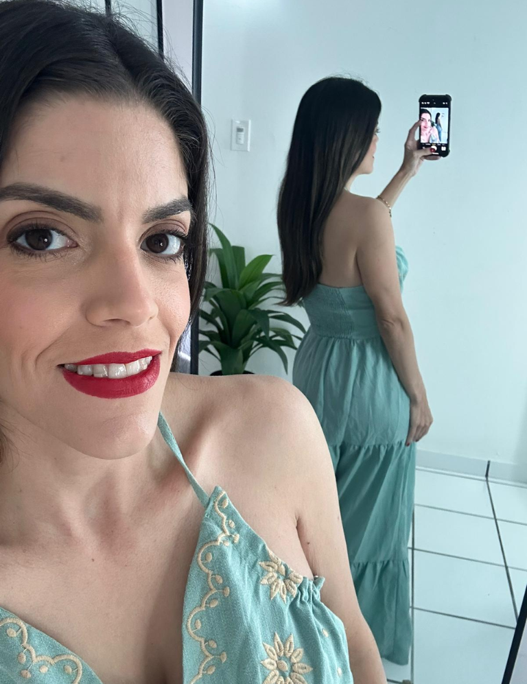 Embroidery Detail Teal Dress