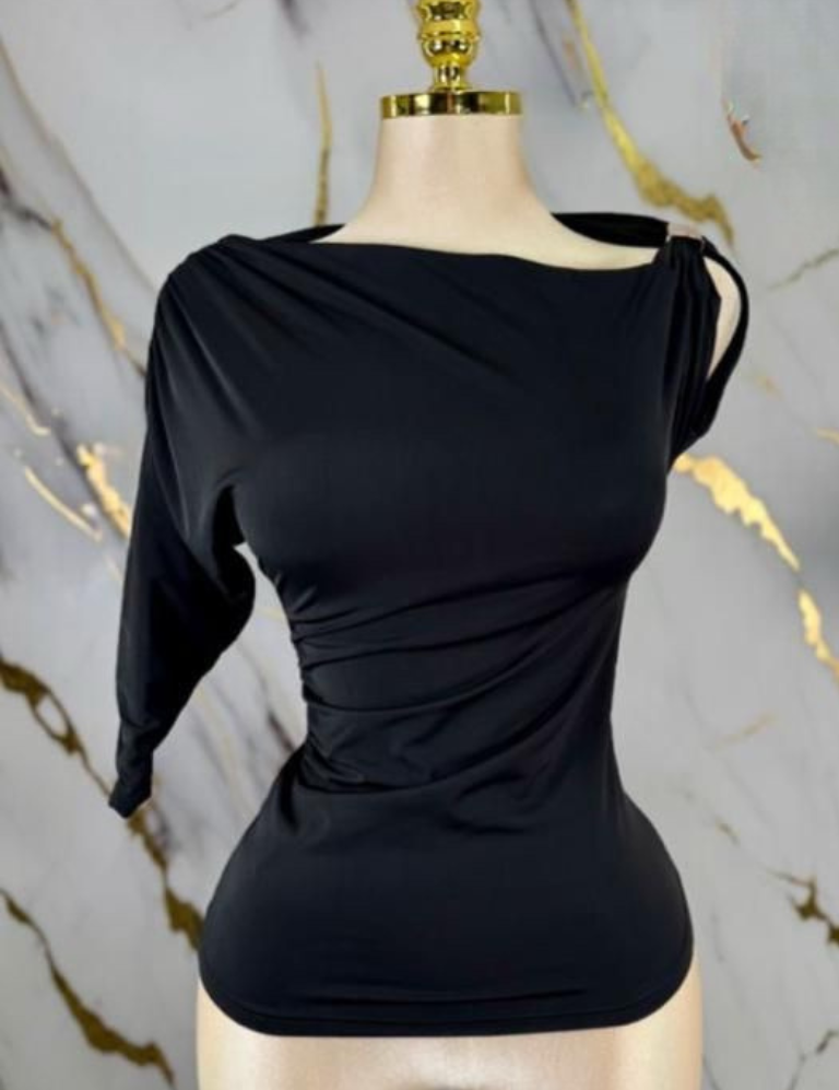 One Shoulder Top - Black