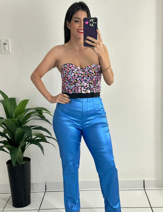 Zara Style Blue high waisted Pant