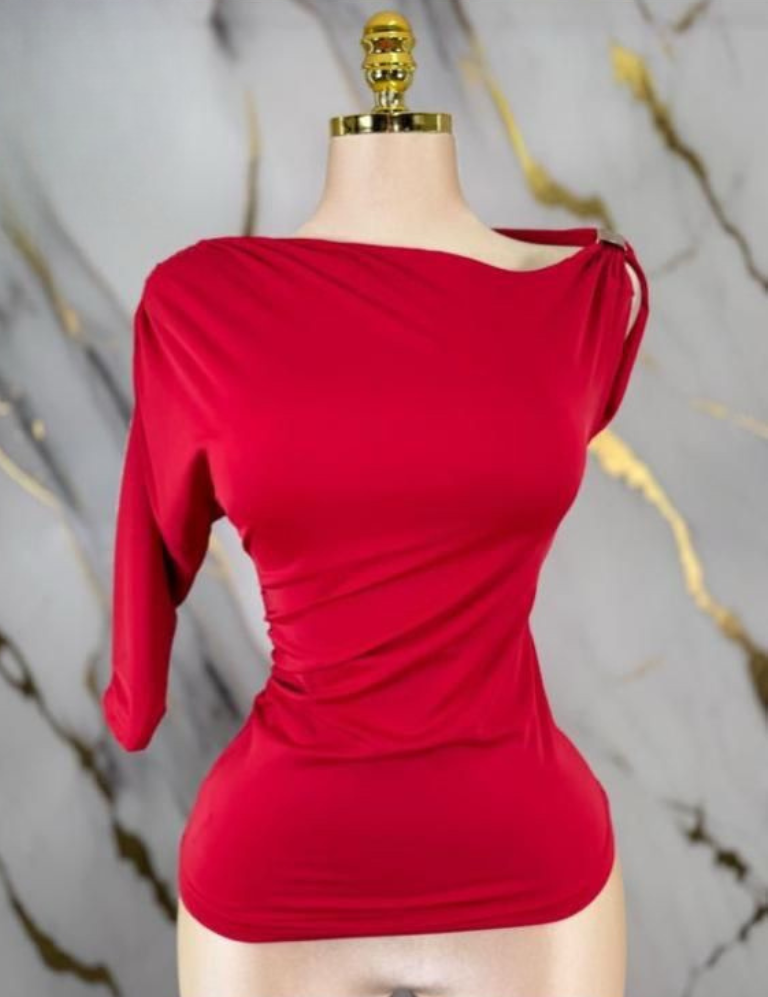 One Shoulder Top - Red