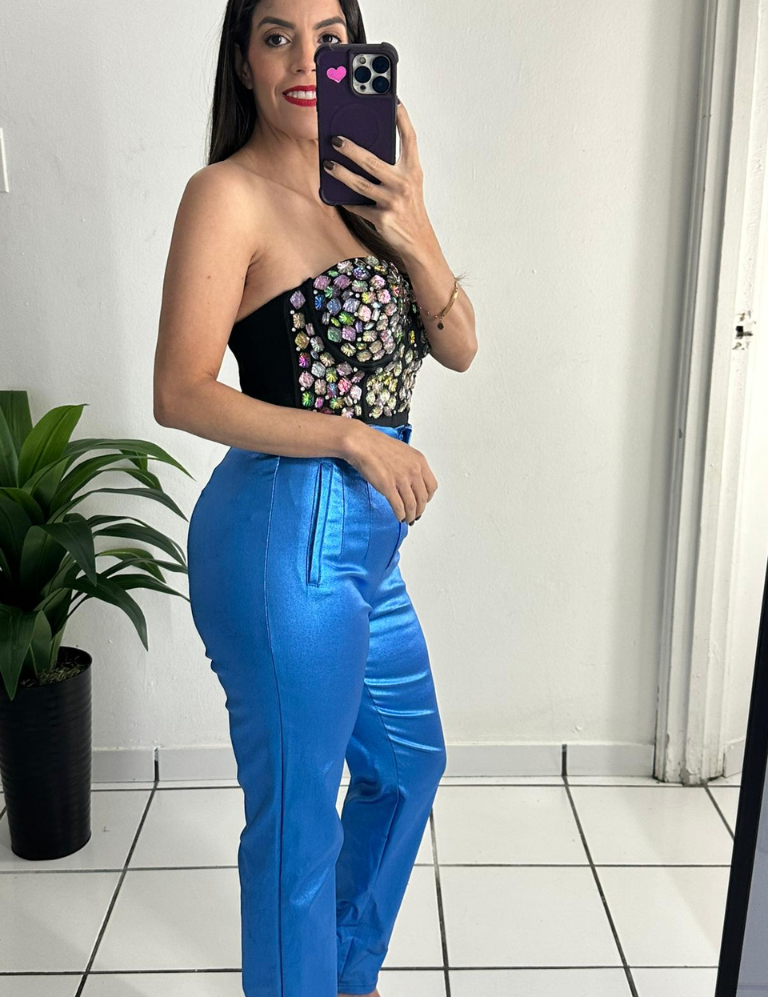 Zara Style Blue high waisted Pant