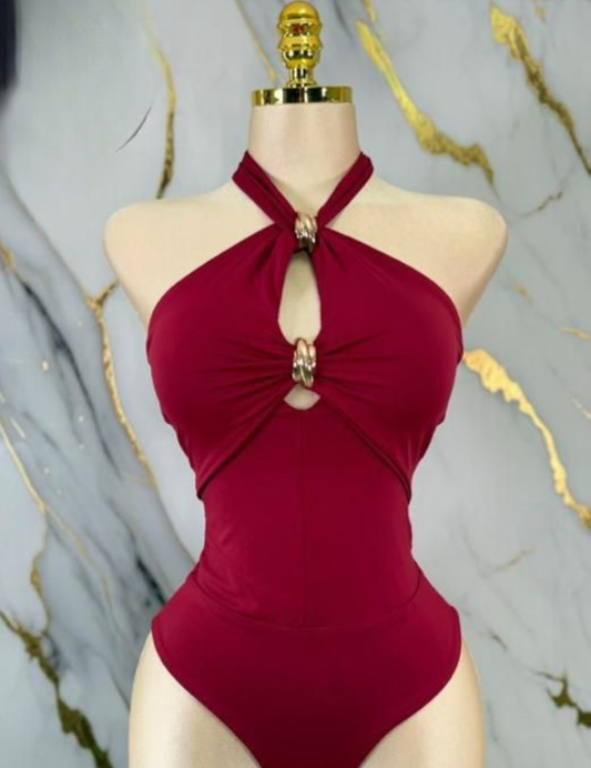 Knots Bodysuit Top - Burgundy