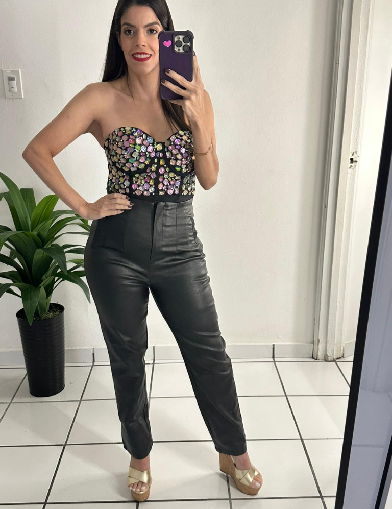 Mix Multi Color Rainbow Stones Bustier Top