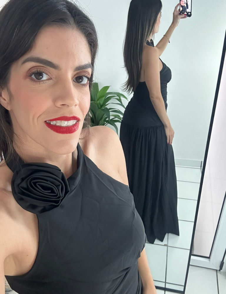 Black halter long dress