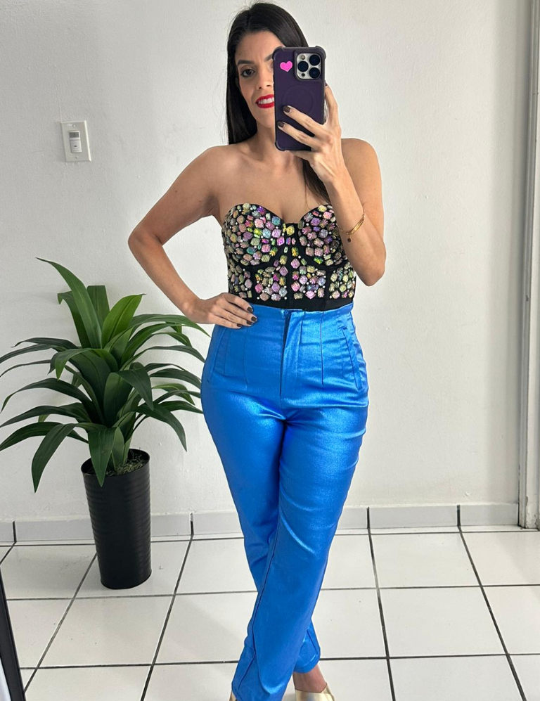 Mix Multi Color Rainbow Stones Bustier Top