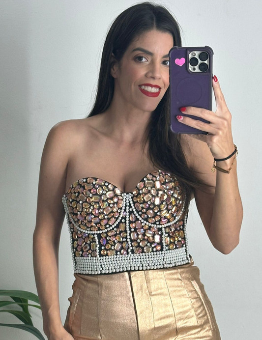 Rhinestone & Pearl Bustier