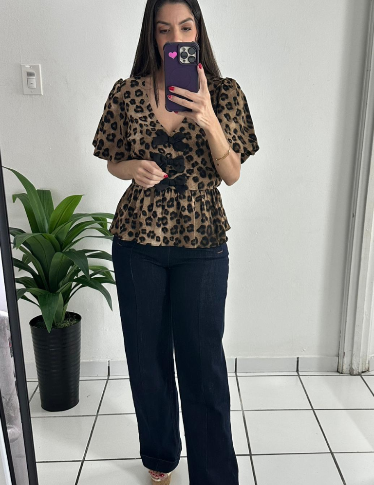 Animal Print Bow Top