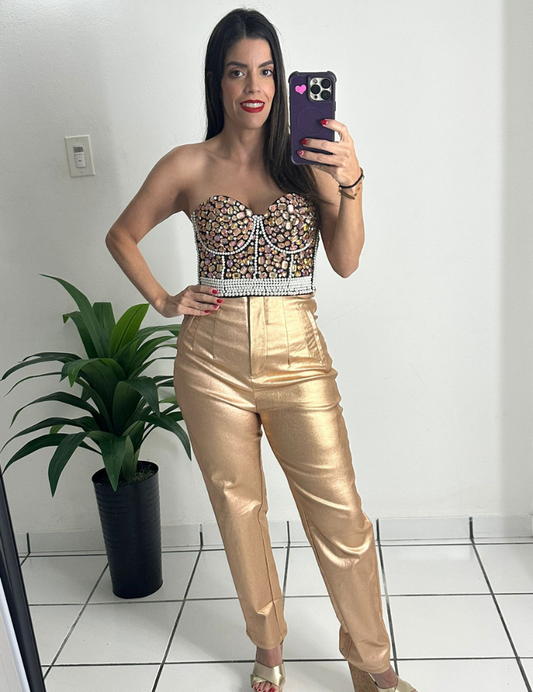 Zara Style Golden high waisted Pant