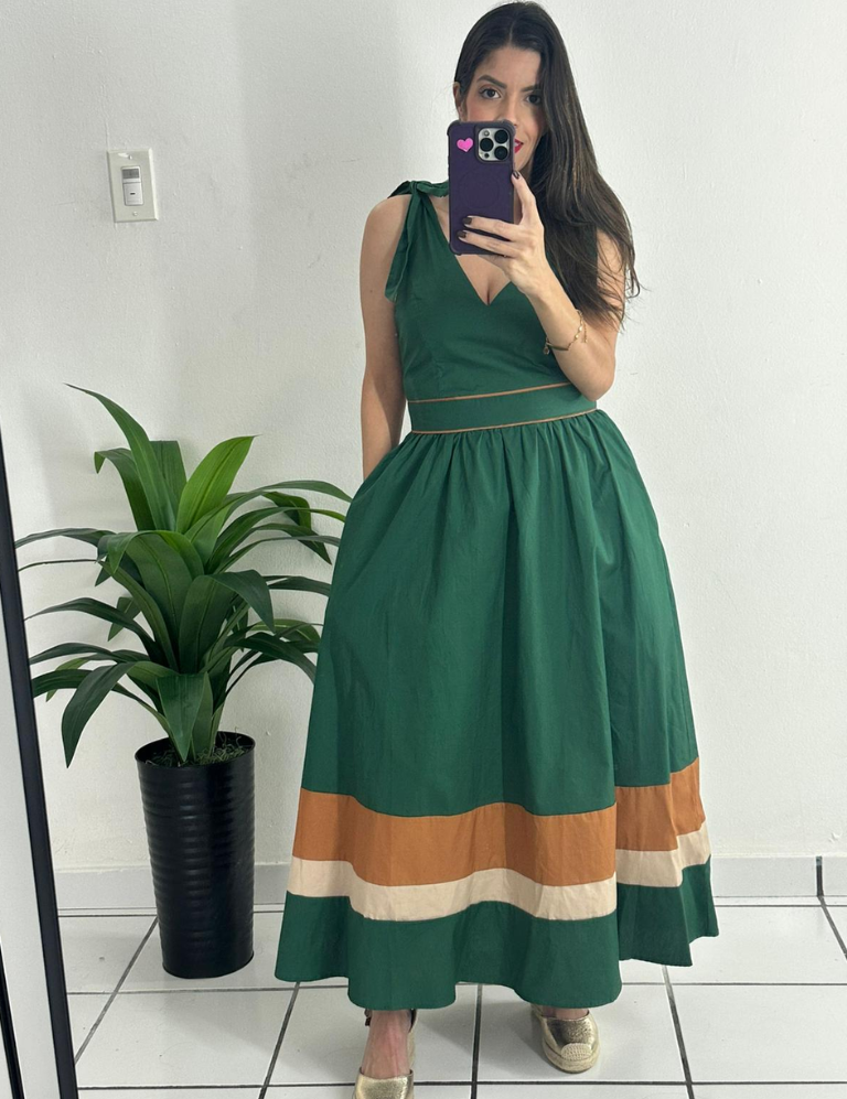 Green Forest Color Block Dress