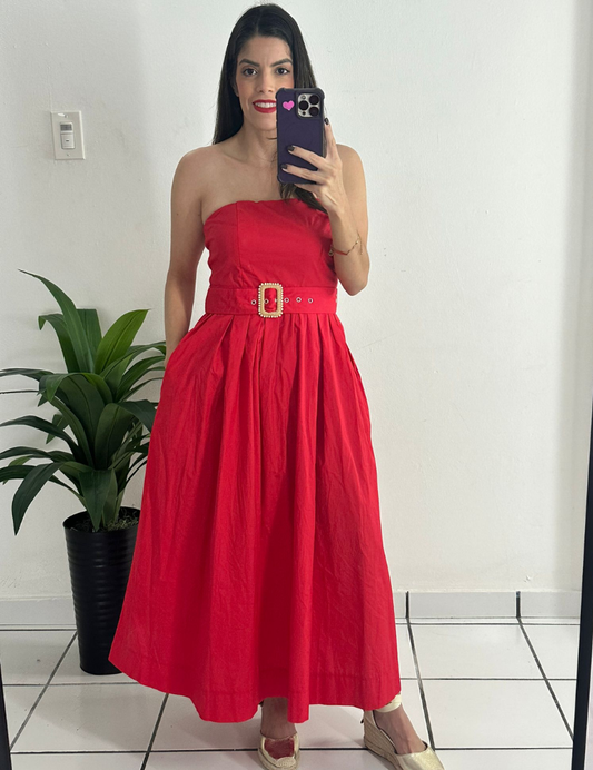 Off shoulder Lady in Red Dress