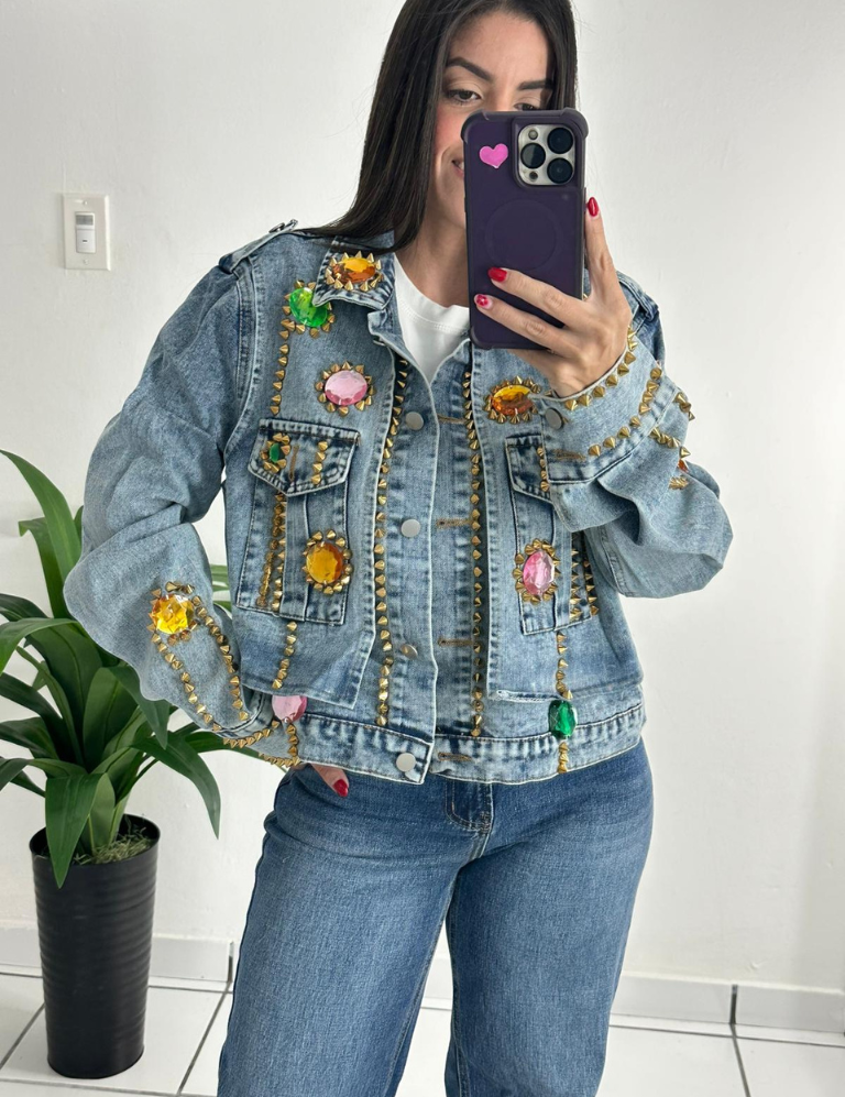 Gems Embellished  Denim Jacket