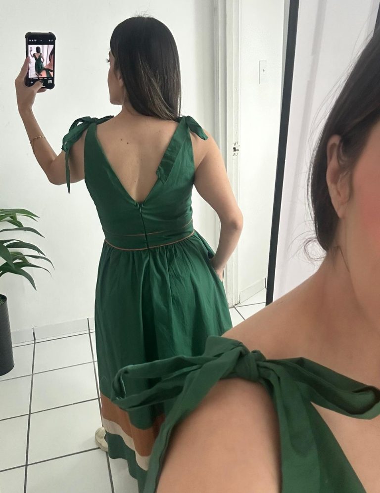 Green Forest Color Block Dress