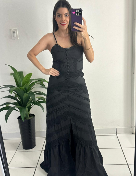 Black Embroidered Casual Dress