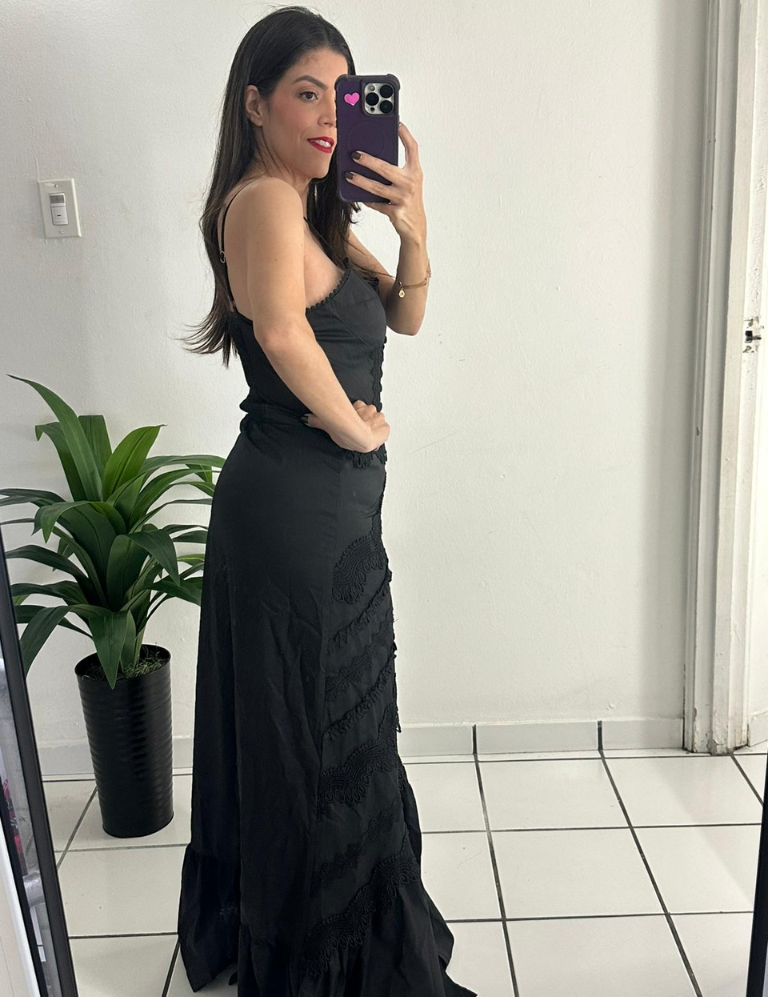 Black Embroidered Casual Dress