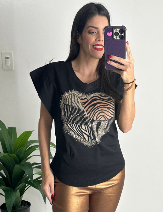 Animal Print Heart Top