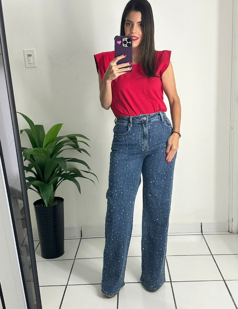 Full Rhinestones Denim Jean