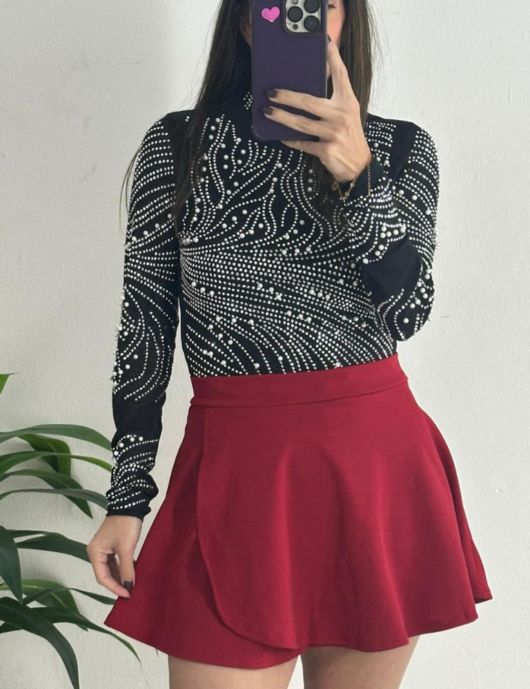 Stretch Highwaist Skort - Burgundy