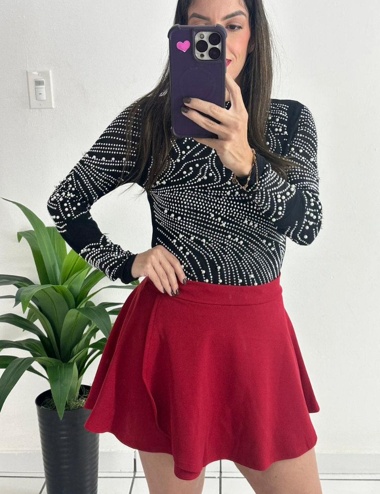 Stretch Highwaist Skort - Burgundy