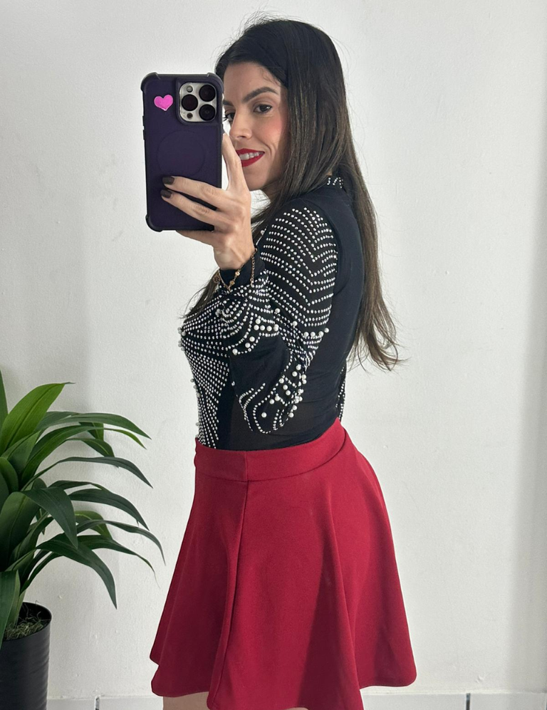 Stretch Highwaist Skort - Burgundy