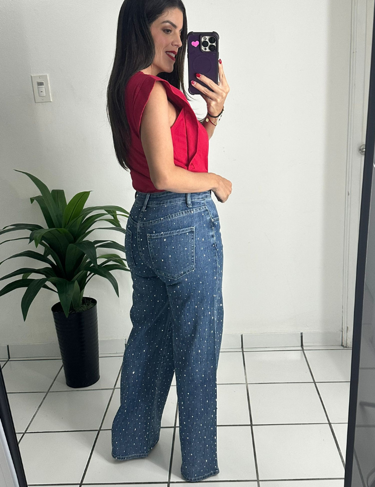 Full Rhinestones Denim Jean