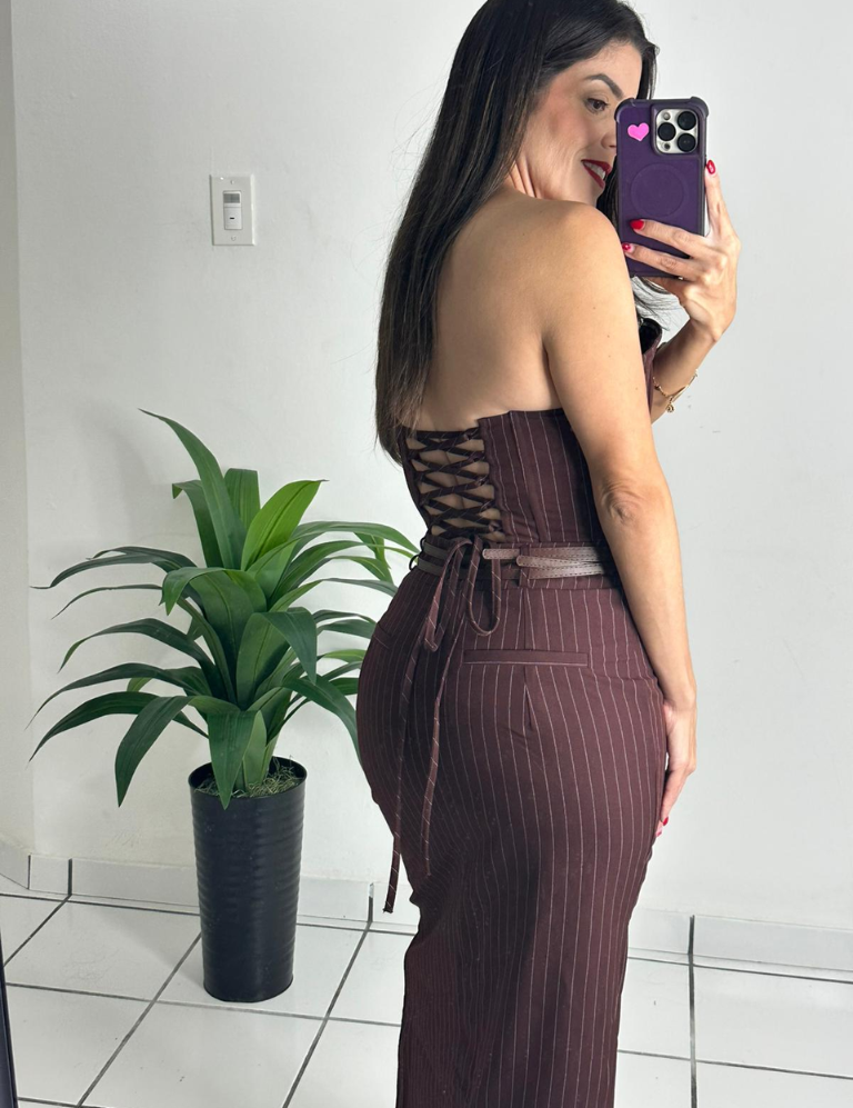 Elegant corset & skirt set - burgundy