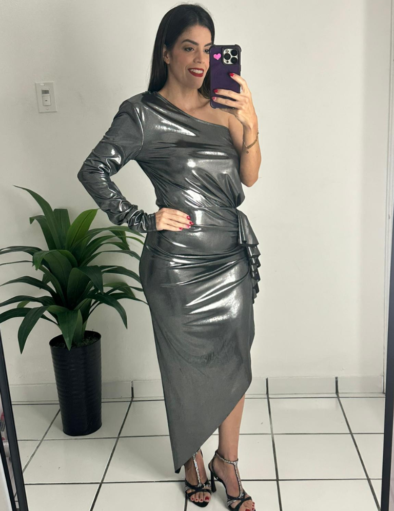 Metallic Silver Dress