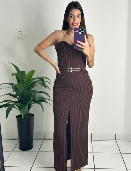 Elegant corset & skirt set - burgundy