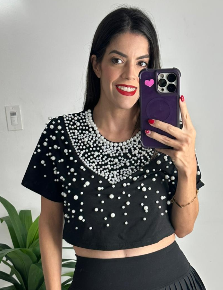 Knitted Pearl Crop Top