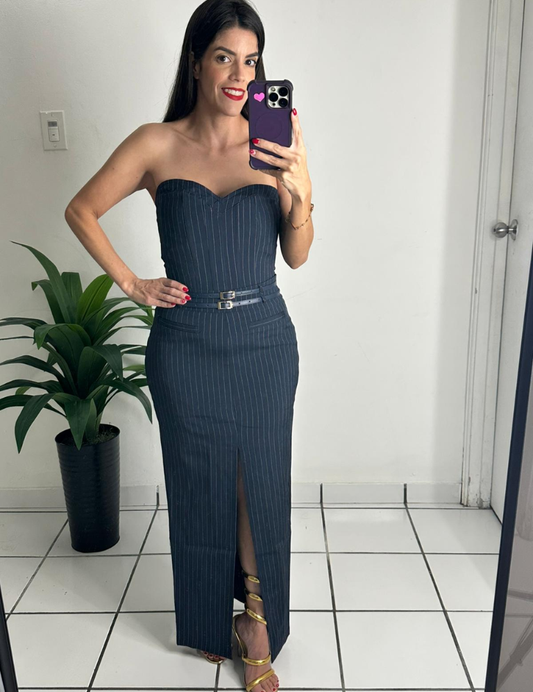 Elegant corset & skirt set - navy