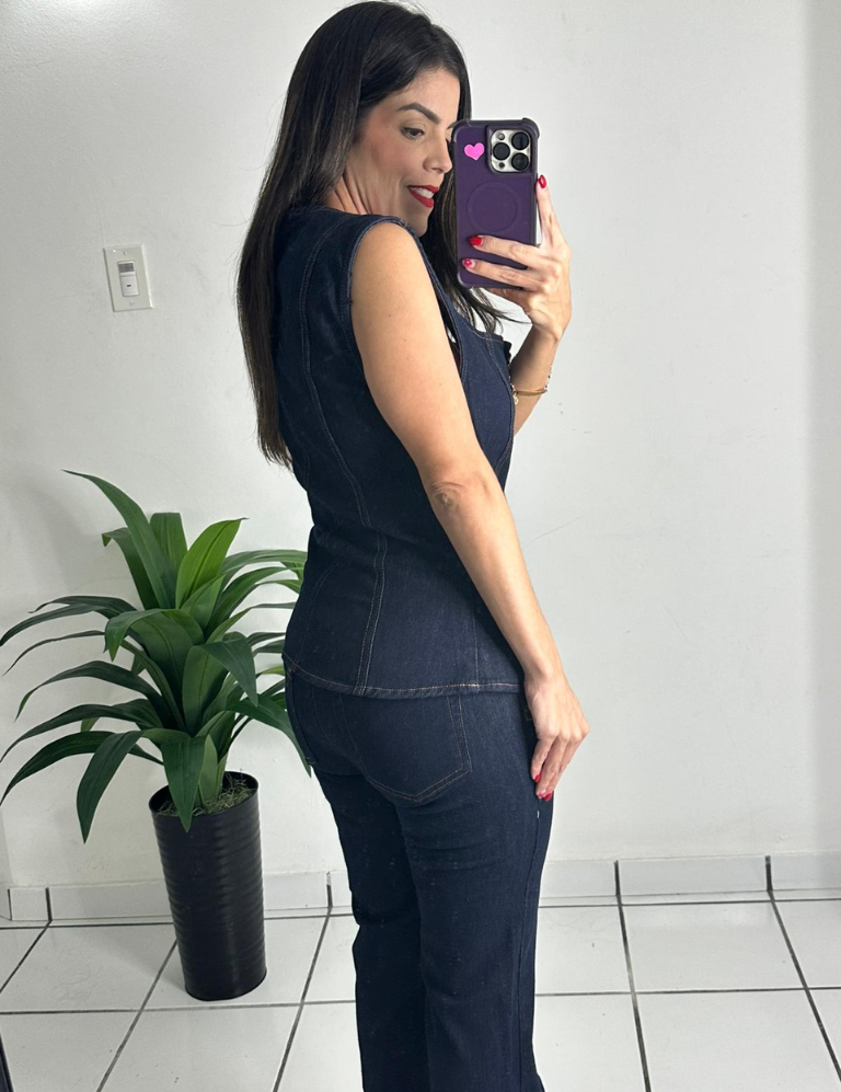 Button Down Top & Jean Denim Set