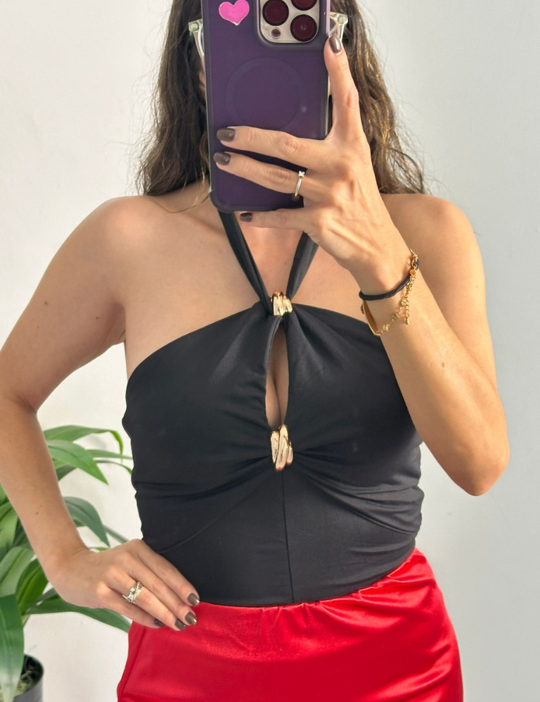 Knots Bodysuit Top - Black