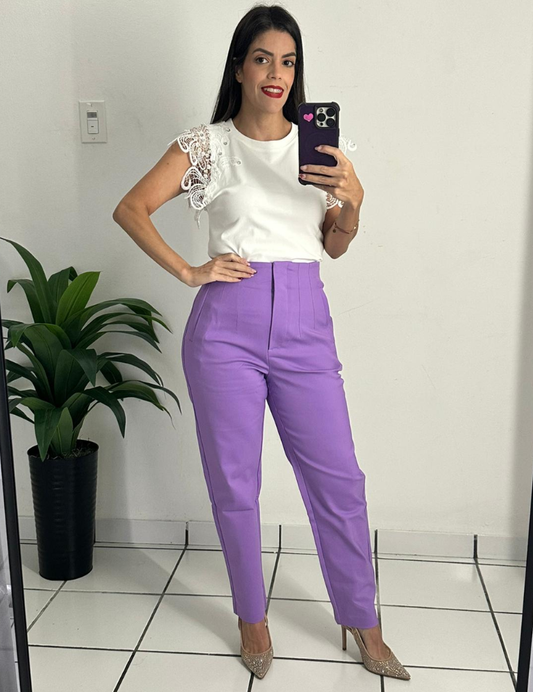 Zara style High-waisted lilac trousers pants