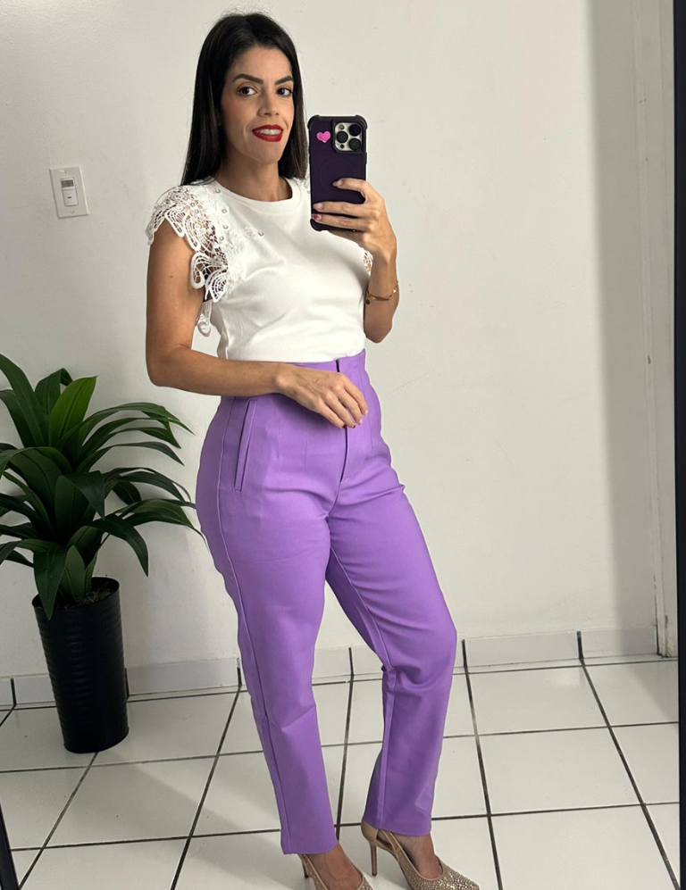 Zara style High-waisted lilac trousers pants