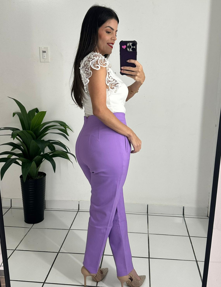Zara style High-waisted lilac trousers pants