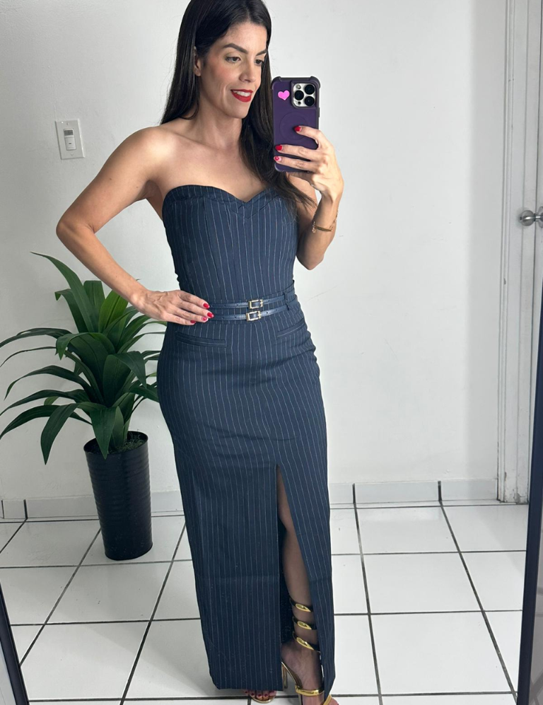 Elegant corset & skirt set - navy