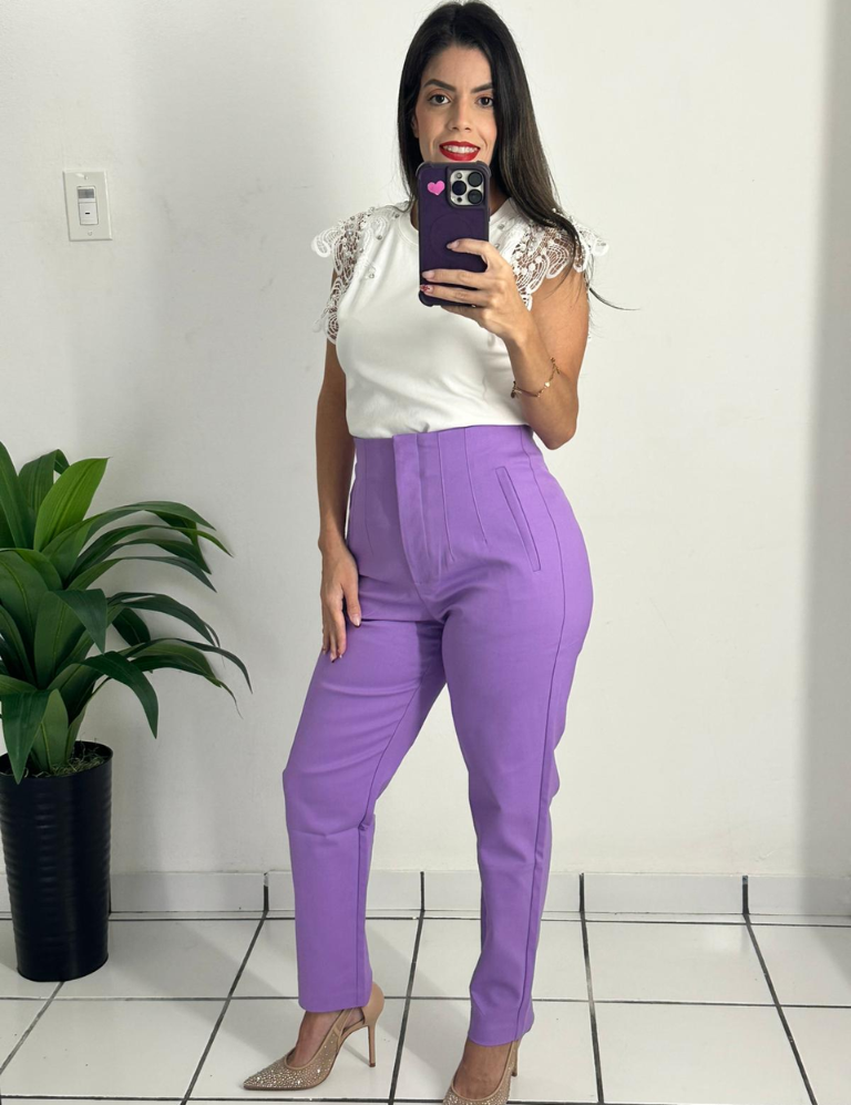 Zara style High-waisted lilac trousers pants