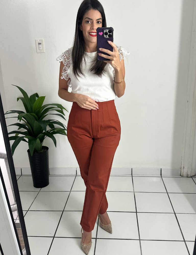 Zara Style High waist Pant rush bronze (brick)