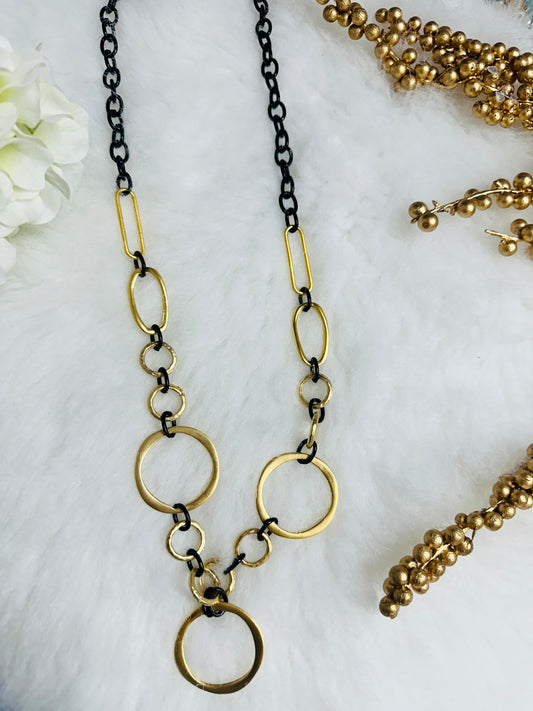 Loops Black & Gold Long Necklace