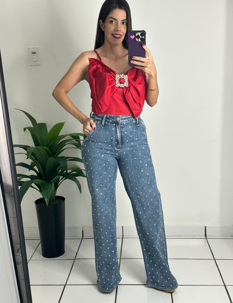 All Rhinestones Denim Jean