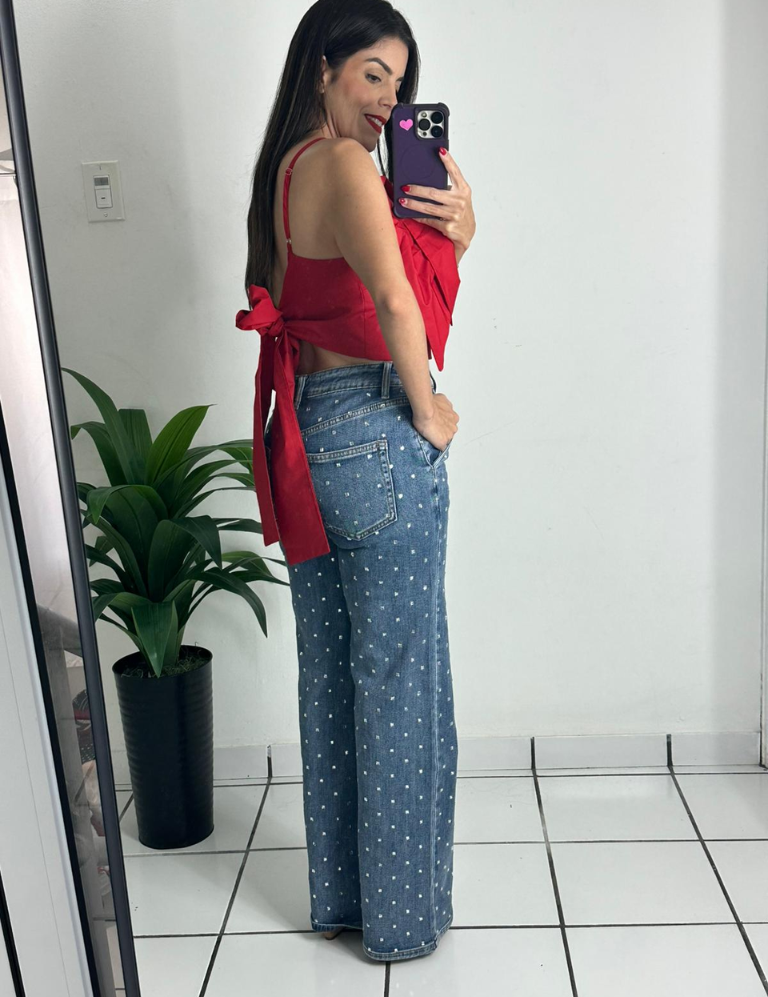 All Rhinestones Denim Jean