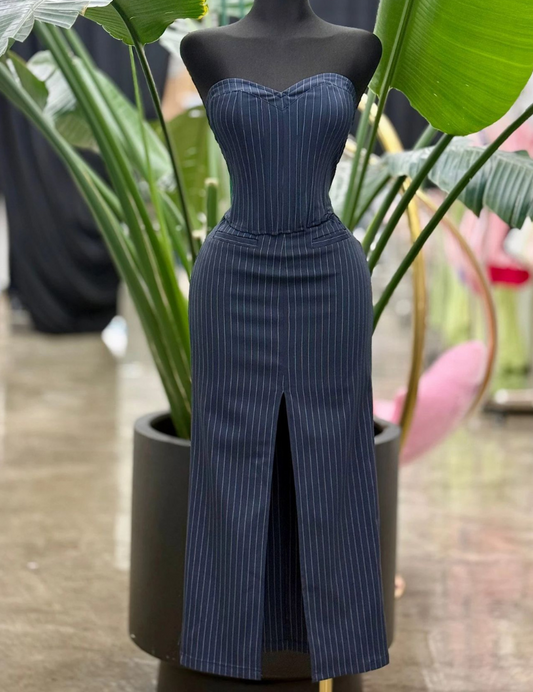 Elegant corset & skirt set - navy