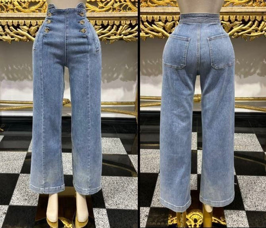 High Waisted Front Buttons Jean