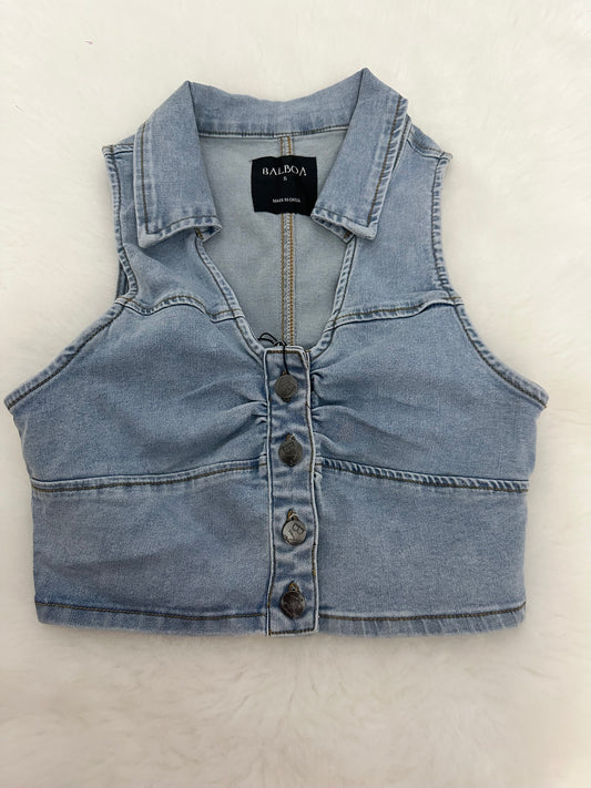 Botton down Denim crop top