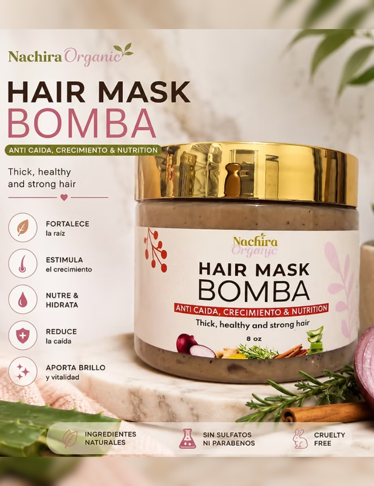 Hair Mask Bomba – Anticaída, Crecimiento y Nutrición (8 oz)