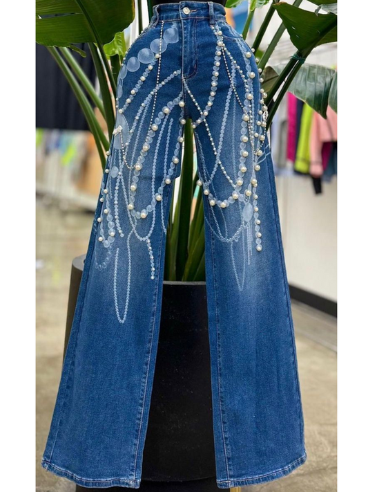 Beads & Pearls Denim Jean